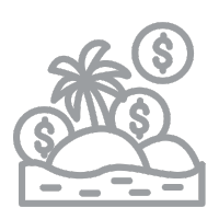 ícone simbolizando dinheiro em uma ilha fiscal